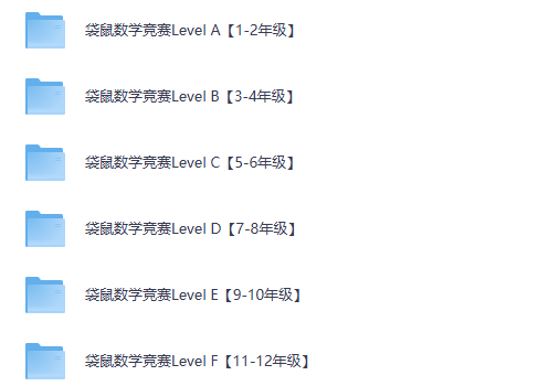 袋鼠数学竞赛Level A-F 1-12年级（夸克网盘）