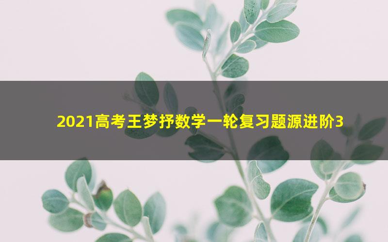 2021高考王梦抒数学一轮复习题源进阶30讲(3.44G高清视频)
