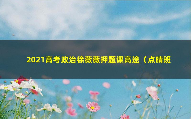 2021高考政治徐薇薇押题课高途(点晴班)(高清视频)