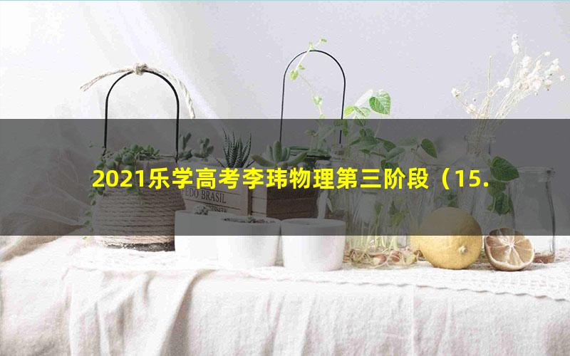 2021乐学高考李玮物理第三阶段(15.9G高清视频)