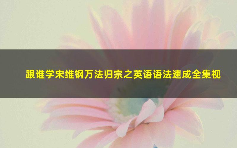 跟谁学宋维钢万法归宗之英语语法速成全集视频课程+讲义(超清打包)