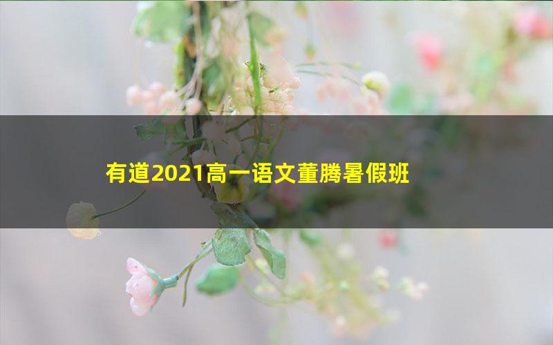 有道2021高一语文董腾暑假班