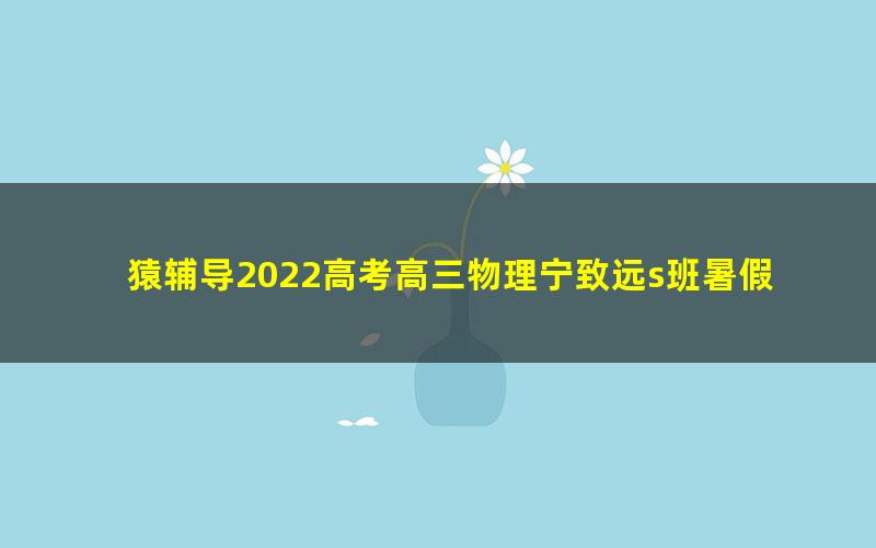 猿辅导2022高考高三物理宁致远s班暑假班(完结)(2.13G高清视频)