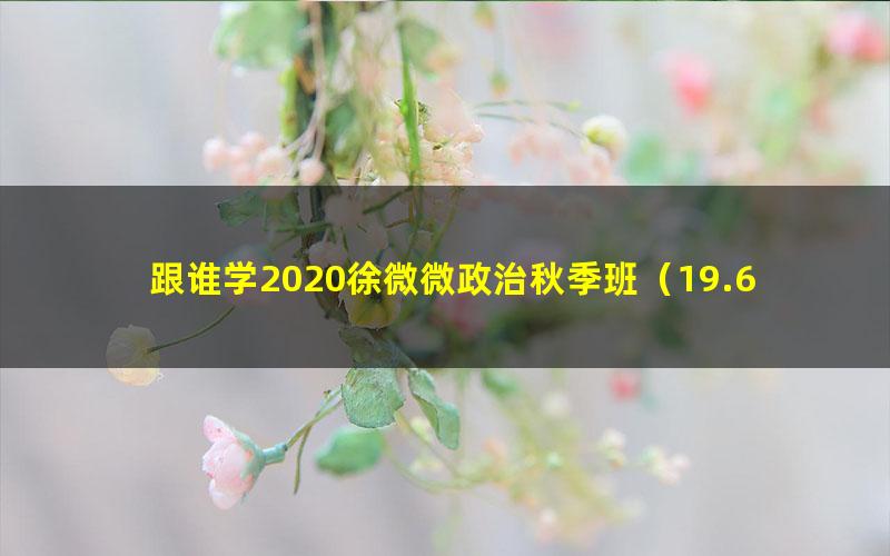 跟谁学2020徐微微政治秋季班(19.6G高清视频)