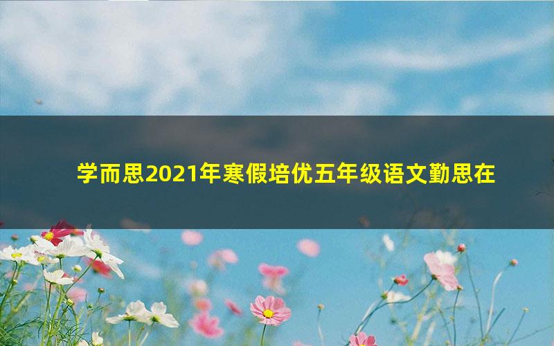 学而思2021年寒假培优五年级语文勤思在线薛侠(完结)(10.5G高清视频)