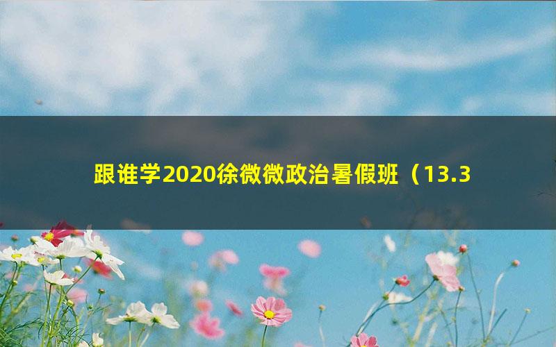 跟谁学2020徐微微政治暑假班(13.3G高清视频)