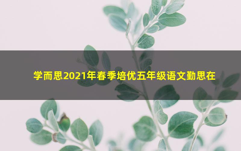 学而思2021年春季培优五年级语文勤思在线薛侠(完结)(17.2G高清视频)