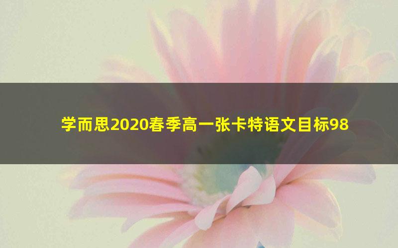 学而思2020春季高一张卡特语文目标985班直播(全国)(完结)(7.75G高清视频)