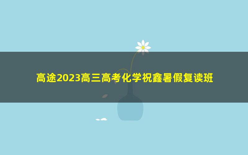 高途2023高三高考化学祝鑫暑假复读班