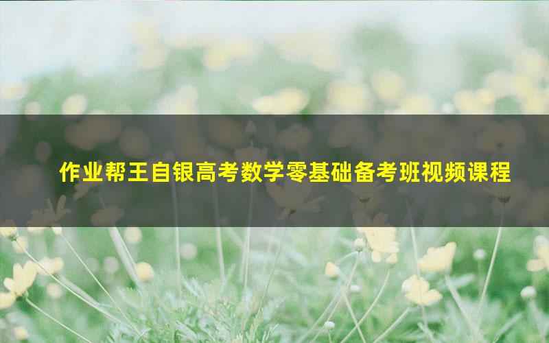 作业帮王自银高考数学零基础备考班视频课程(高清视频)