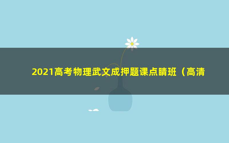 2021高考物理武文成押题课点睛班(高清视频)