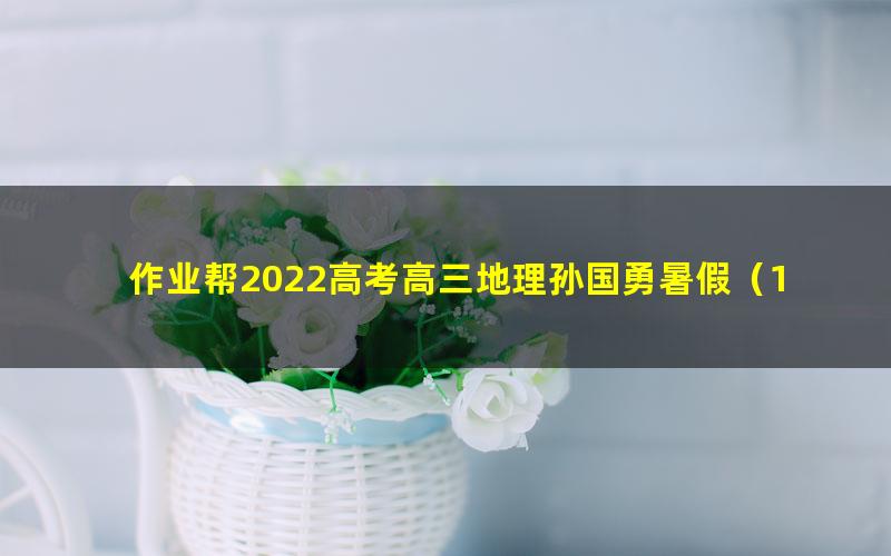 作业帮2022高考高三地理孙国勇暑假(14.6G高清视频)