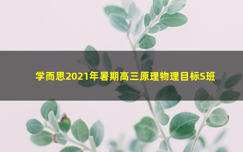 学而思2021年暑期高三原理物理目标S班李斌(完结)(2022学年10.8G高清视频)