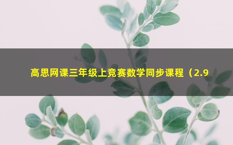 高思网课三年级上竞赛数学同步课程(2.95G高清视频)