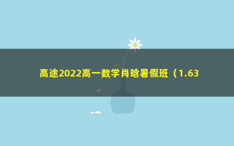 高途2022高一数学肖晗暑假班(1.63G高清视频)