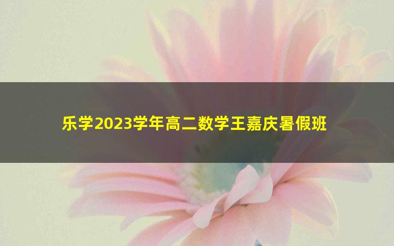 乐学2023学年高二数学王嘉庆暑假班