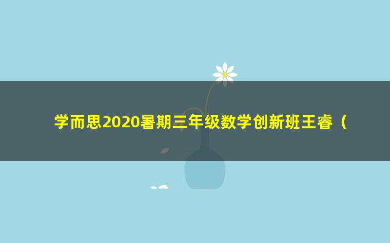 学而思2020暑期三年级数学创新班王睿(完结)