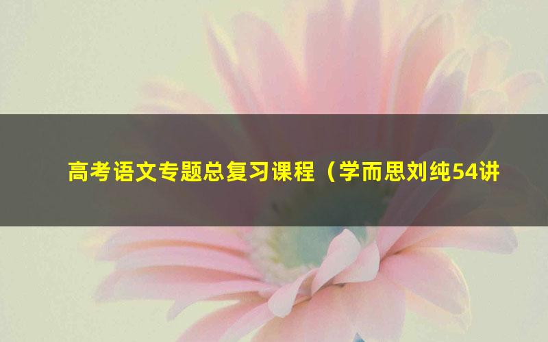 高考语文专题总复习课程(学而思刘纯54讲打包)