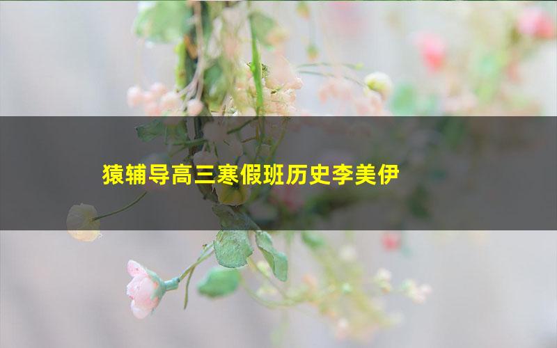 猿辅导高三寒假班历史李美伊
