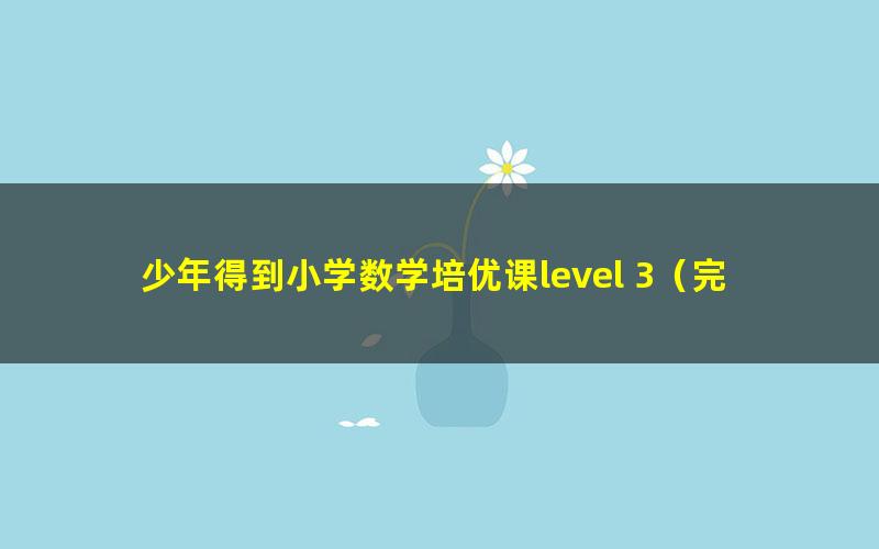少年得到小学数学培优课level 3(完结)