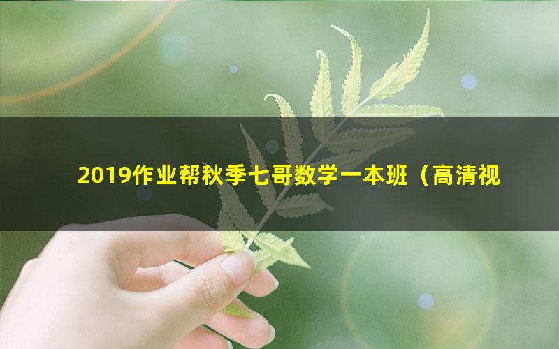 2019作业帮秋季七哥数学一本班(高清视频)