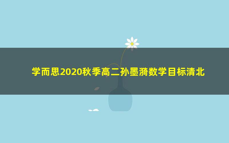 学而思2020秋季高二孙墨漪数学目标清北班(完结)(4.08G高清视频)