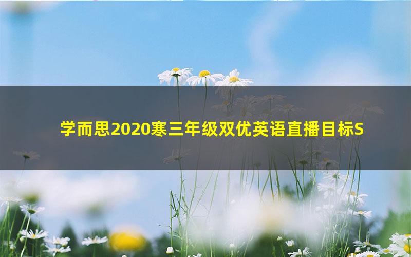 学而思2020寒三年级双优英语直播目标S班王欣(完结)(高清视频)