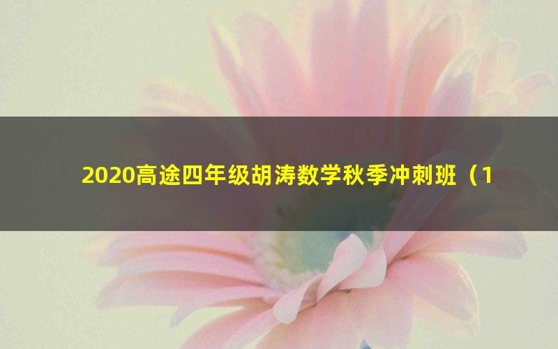 2020高途四年级胡涛数学秋季冲刺班(1.02G高清视频)