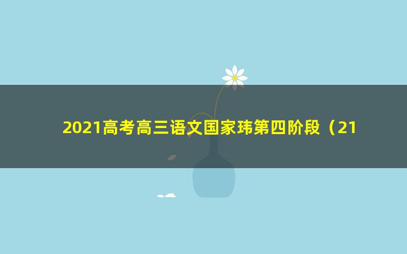 2021高考高三语文国家玮第四阶段(21.0G高清视频)