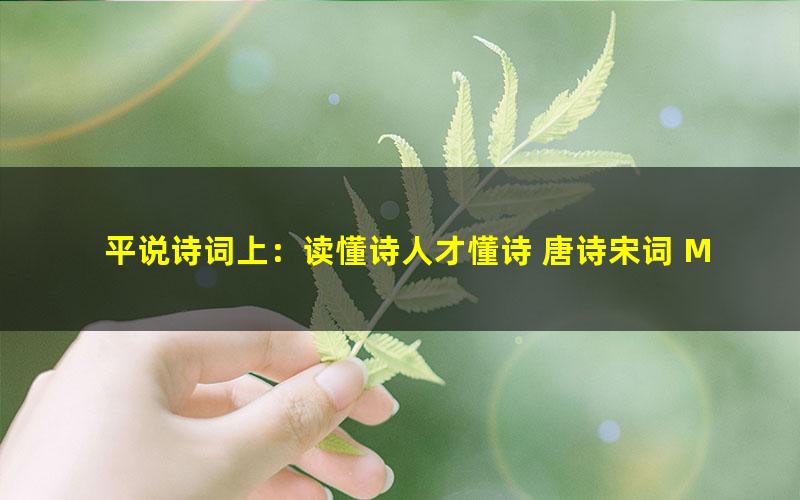 平说诗词上:读懂诗人才懂诗 唐诗宋词 MP3音频
