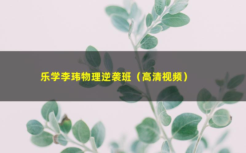 乐学李玮物理逆袭班(高清视频)