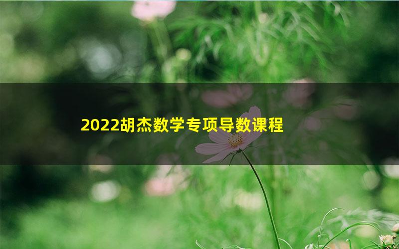 2022胡杰数学专项导数课程