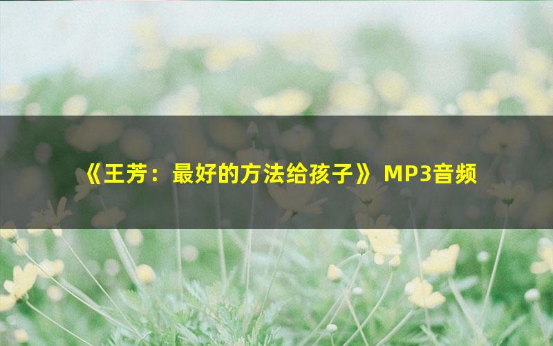 《王芳:最好的方法给孩子》 MP3音频 下载