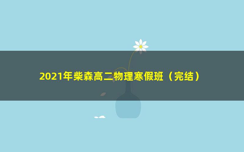 2021年柴森高二物理寒假班(完结)