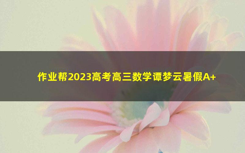 作业帮2023高考高三数学谭梦云暑假A+班