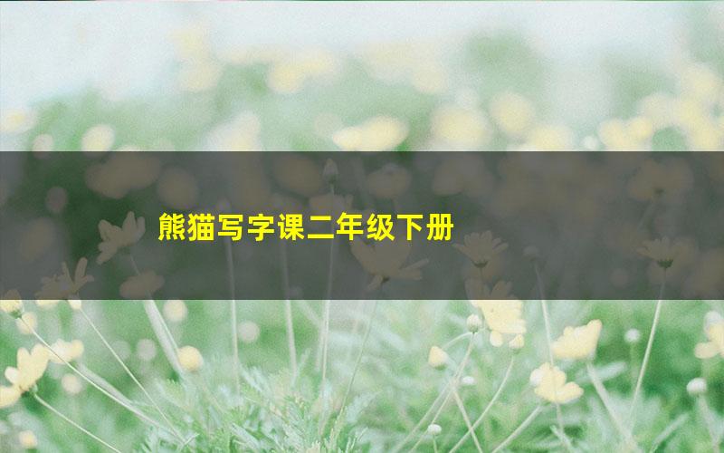 熊猫写字课二年级下册