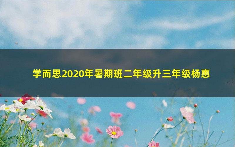学而思2020年暑期班二年级升三年级杨惠涵大语文直播班(高清视频)