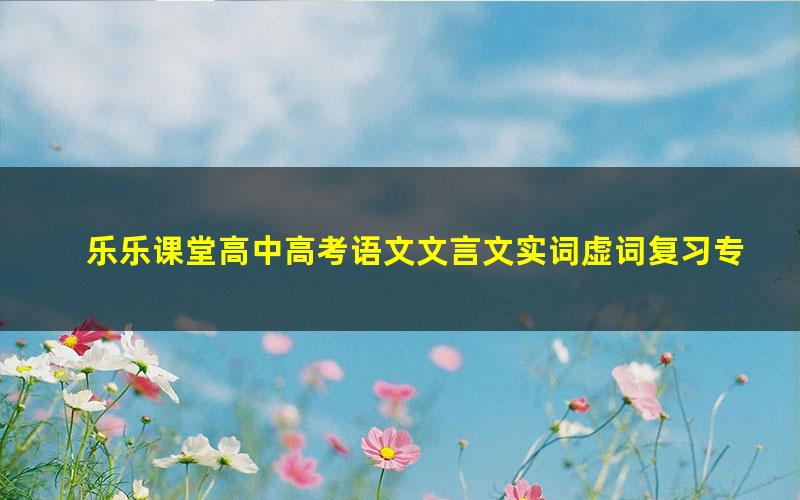 乐乐课堂高中高考语文文言文实词虚词复习专题训练课程(标清打包)