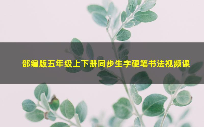 部编版五年级上下册同步生字硬笔书法视频课程