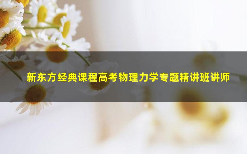 新东方经典课程高考物理力学专题精讲班讲师张雯