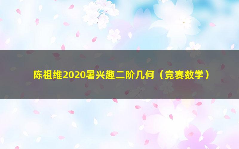 陈祖维2020暑兴趣二阶几何(竞赛数学)(14讲)