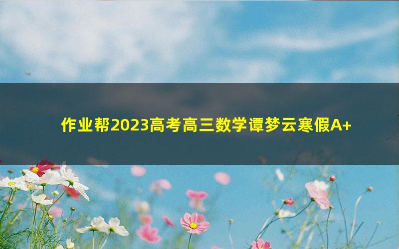 作业帮2023高考高三数学谭梦云寒假A+班
