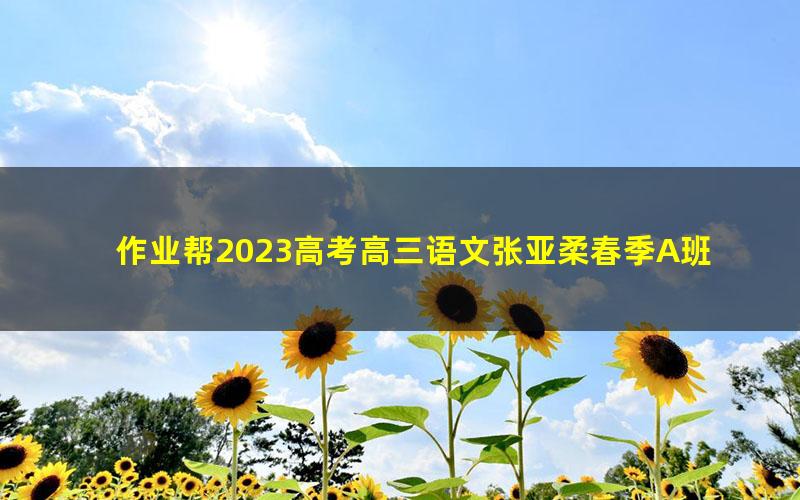 作业帮2023高考高三语文张亚柔春季A班