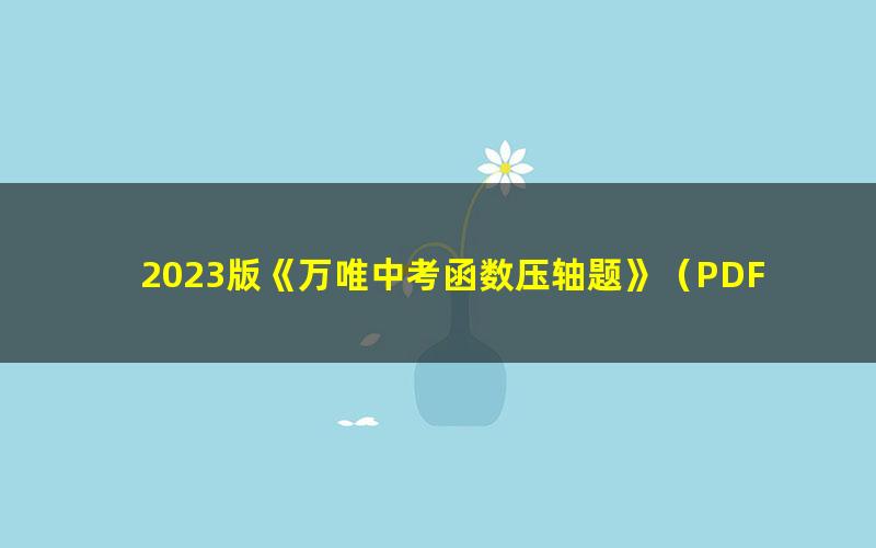 2023版《万唯中考函数压轴题》(PDF)