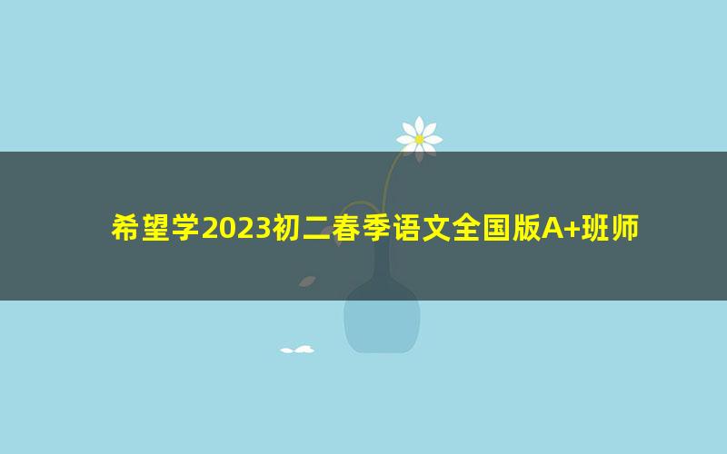 希望学2023初二春季语文全国版A+班师剑锋(上部完结)
