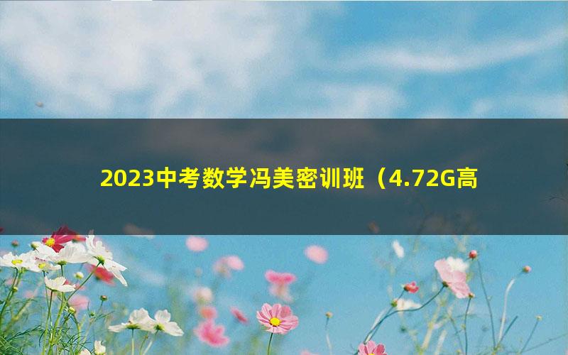 2023中考数学冯美密训班(4.72G高清视频)