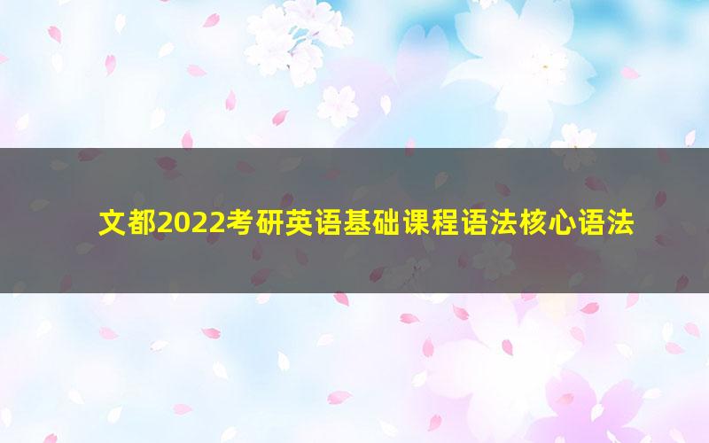 文都2022考研英语基础课程语法核心语法王泉(5.35G高清视频)