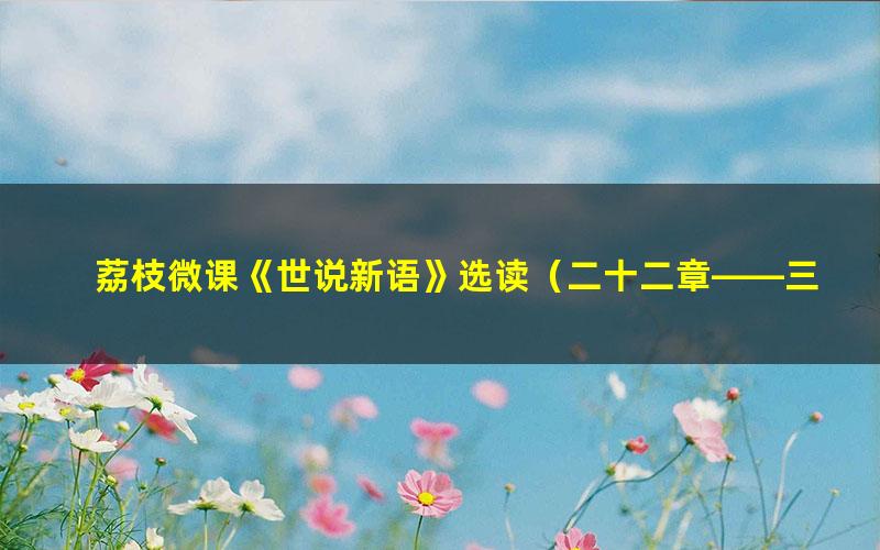 荔枝微课《世说新语》选读(二十二章——三十六章)(1.63G高清视频)