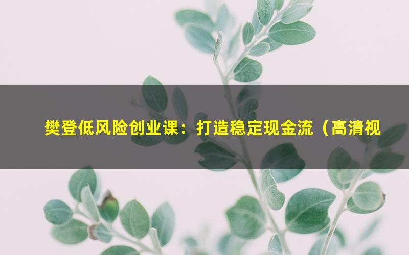 樊登低风险创业课:打造稳定现金流(高清视频)