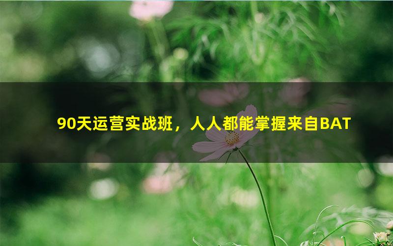 90天运营实战班,人人都能掌握来自BAT的实战秘籍(高清视频)